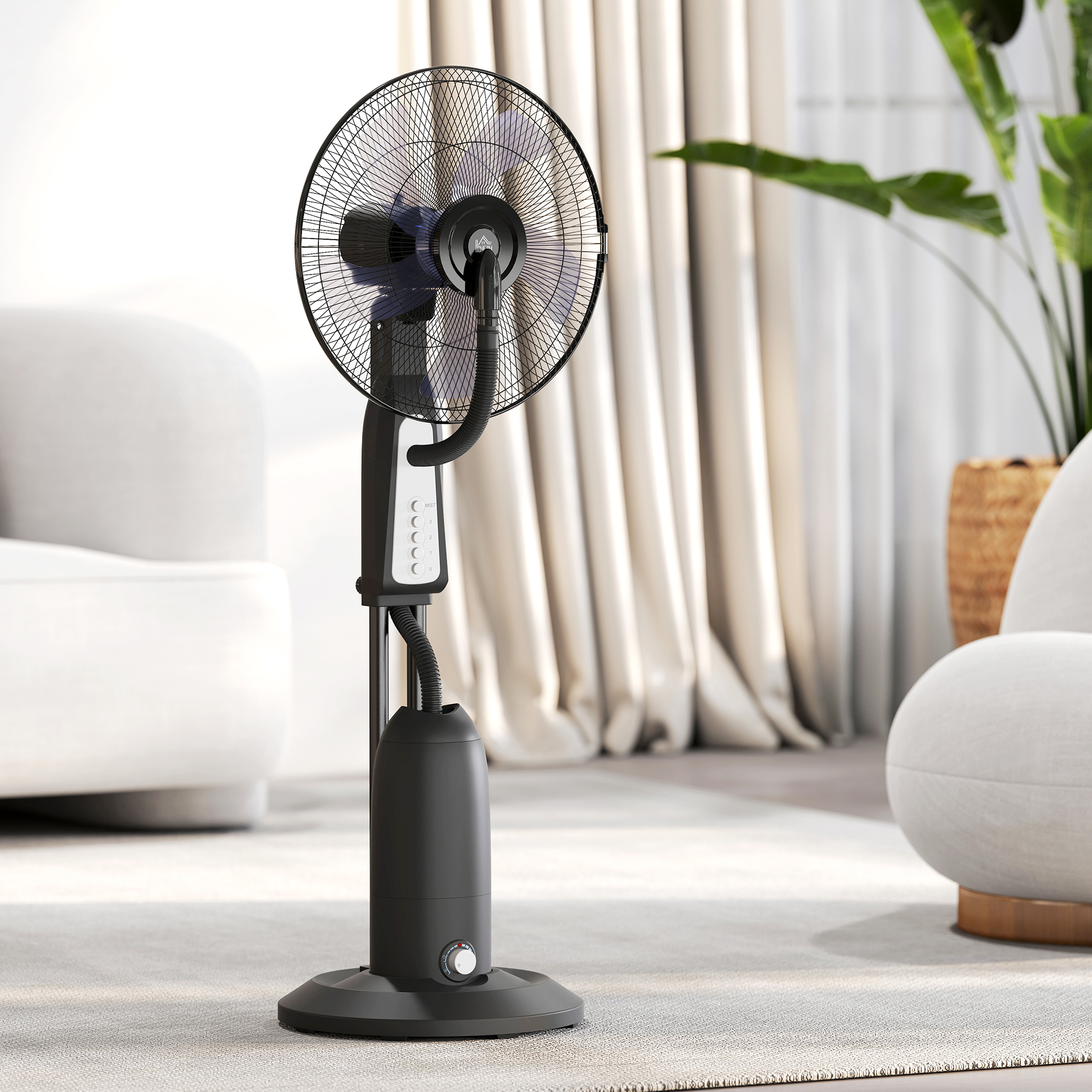 Ventilator mit Sprühnebel 50L x 40B x 125H cm Schwarz