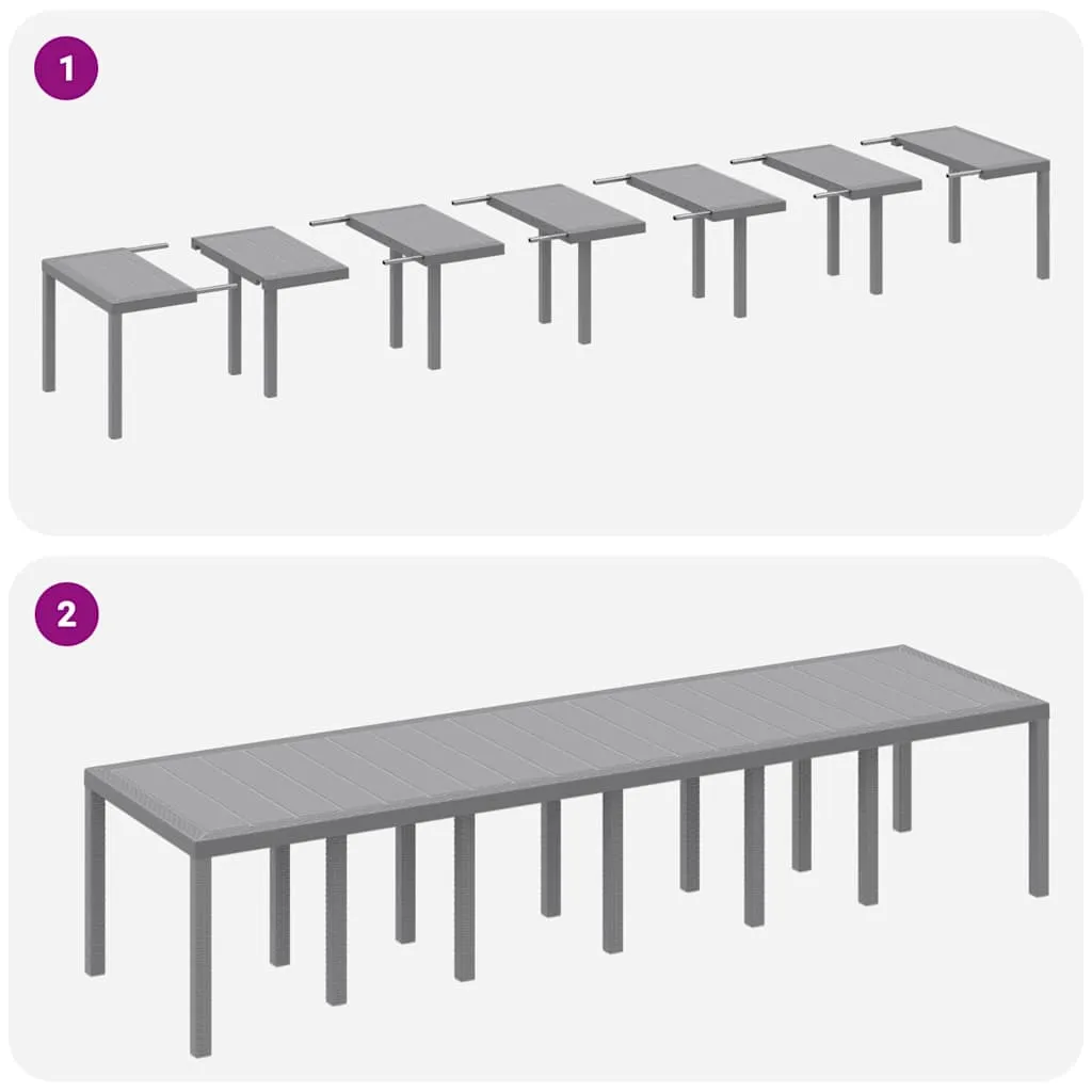 Moderner Gartentisch Poly-Rattan 350x100x74 cm Hellgrau