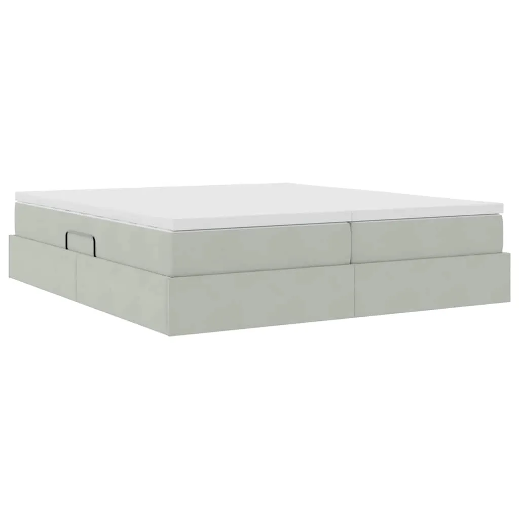 Stauraumbett mit Matratze 204 x 180 x 48,5 cm Hellgrau