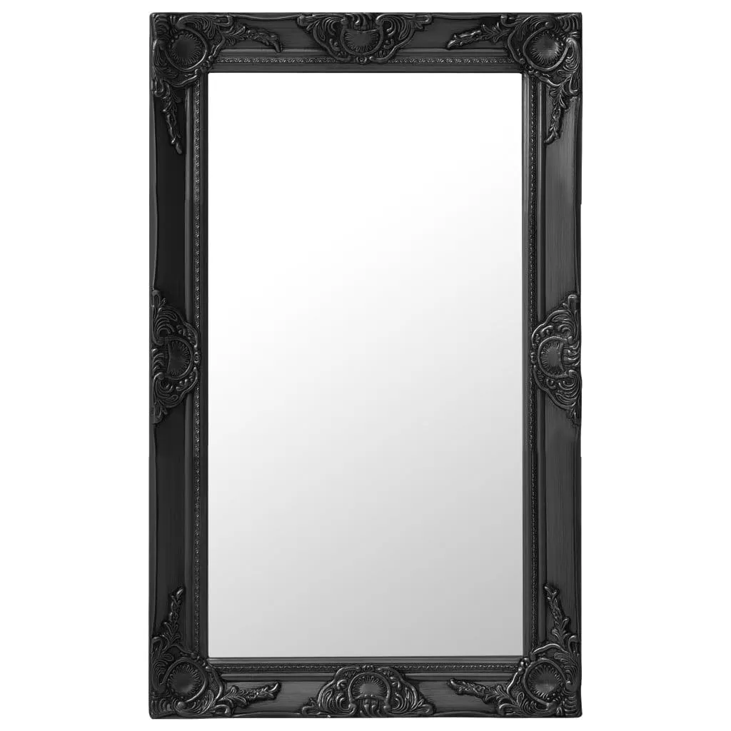 Barock Wandspiegel 50 x 80 cm Schwarz mit Massivholz Rahmen