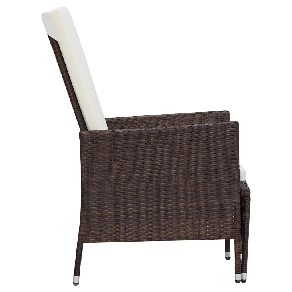 Outdoor Lounge-Set Braun PE-Rattan Sessel 62x131x106 cm Tisch 50x50x45 cm
