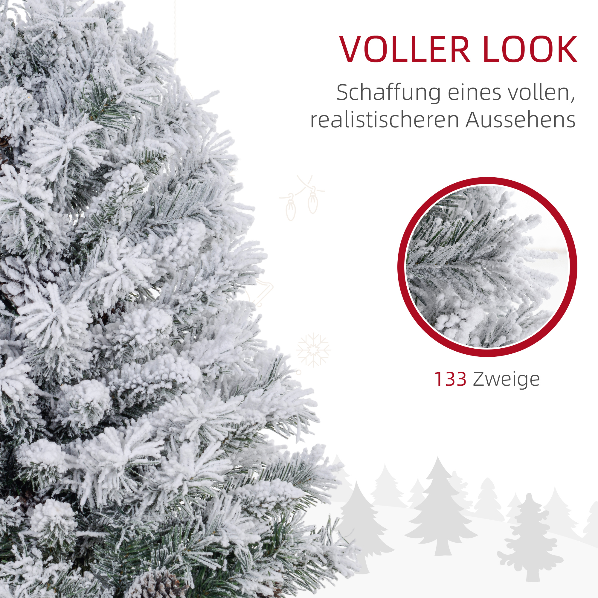 LED-Weihnachtsbaum 92 cm mit Schneezweigen und Betonfuß, Grün