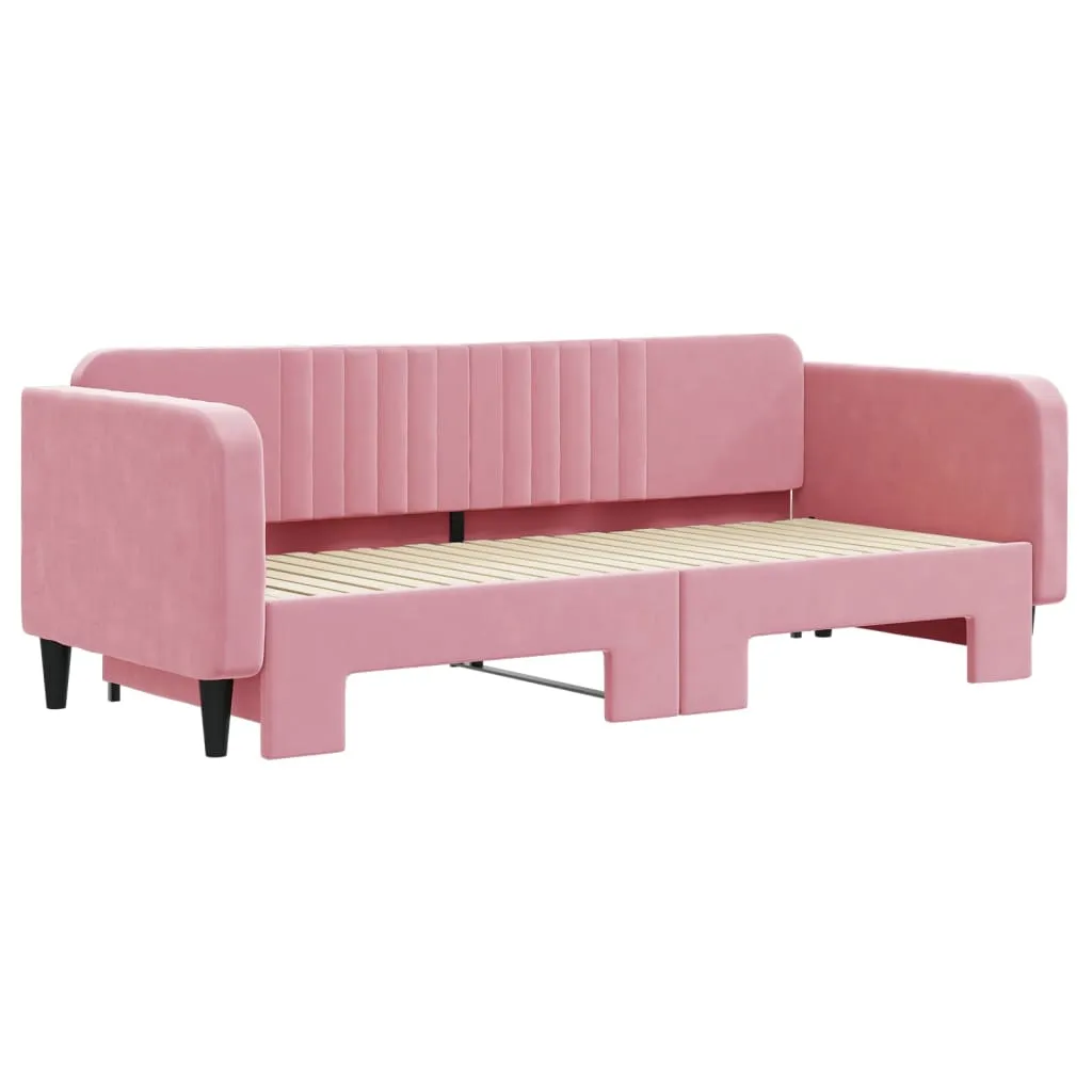 Tagesbett Ausziehbar Rosa 90x200 cm Samt