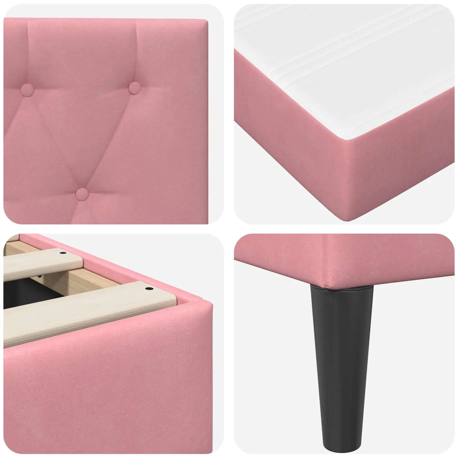 Bettgestell mit Matratze 140 x 200 cm Rosa