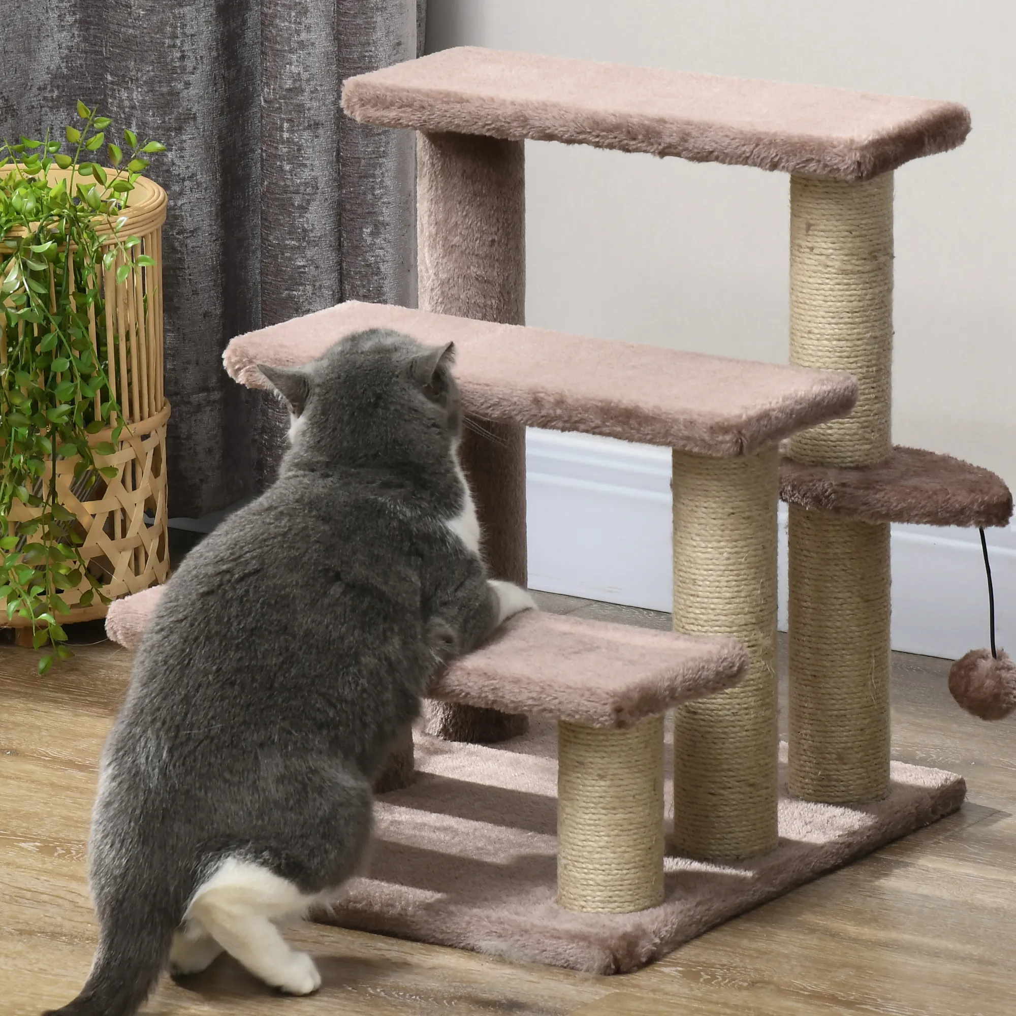 Haustiertreppe Braun 45L x 40B x 48H cm mit Spielball