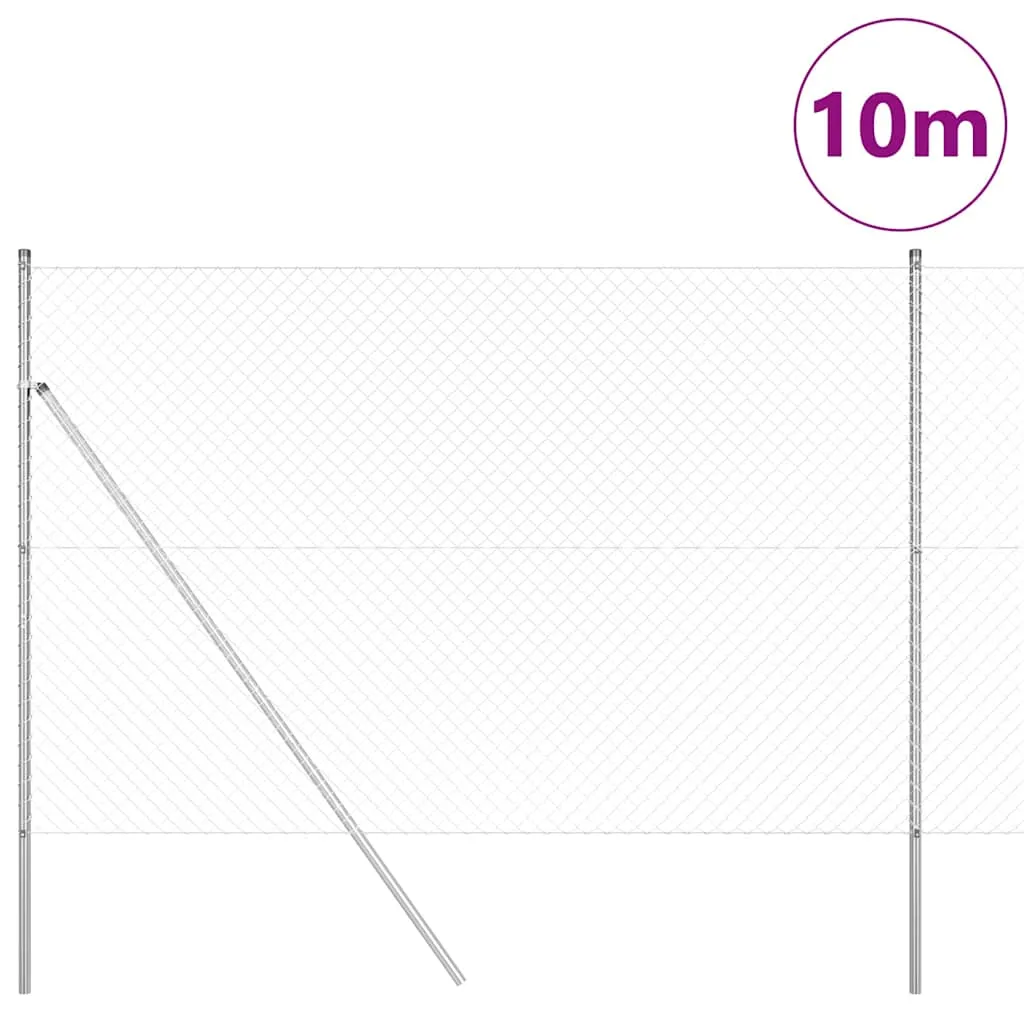 Zaunpfosten-Set aus Stahl Silber 1000 x 3,2 x 160 cm