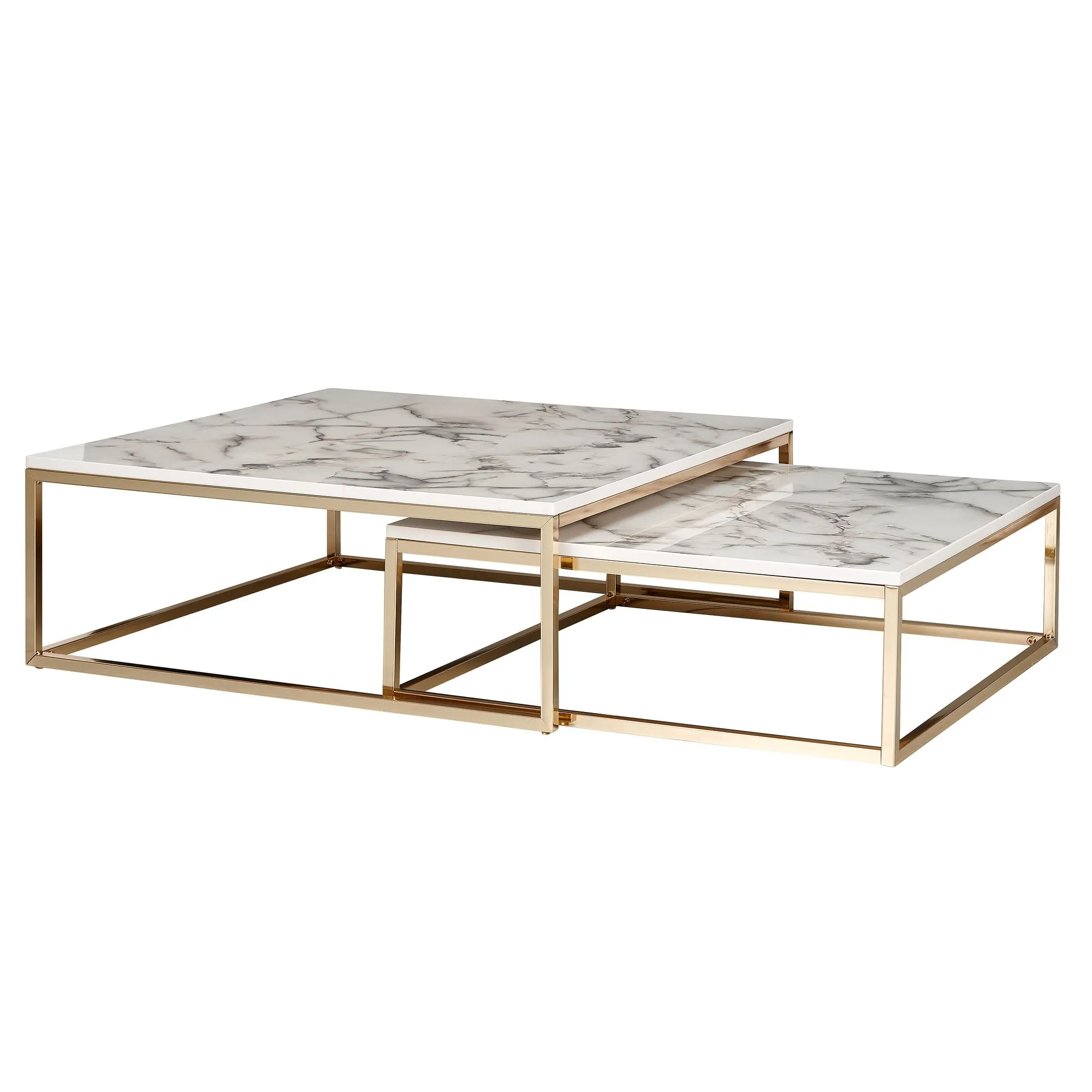tinkaro Couchtisch Set NURA Marmor Optik weiß Sofatisch 2er Set tinkaro Couchtisch Set NURA Marmor Optik weiß Sofatisch 2er Set