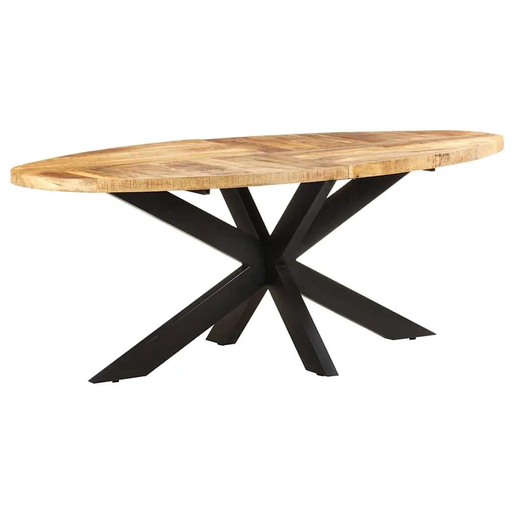 Esstisch Oval 200x100x75 cm Raues Mangoholz
