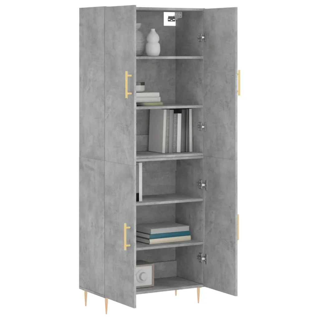 Highboard mit Sideboard 69,5x34x180 cm Betongrau aus Holzwerkstoff und Metall