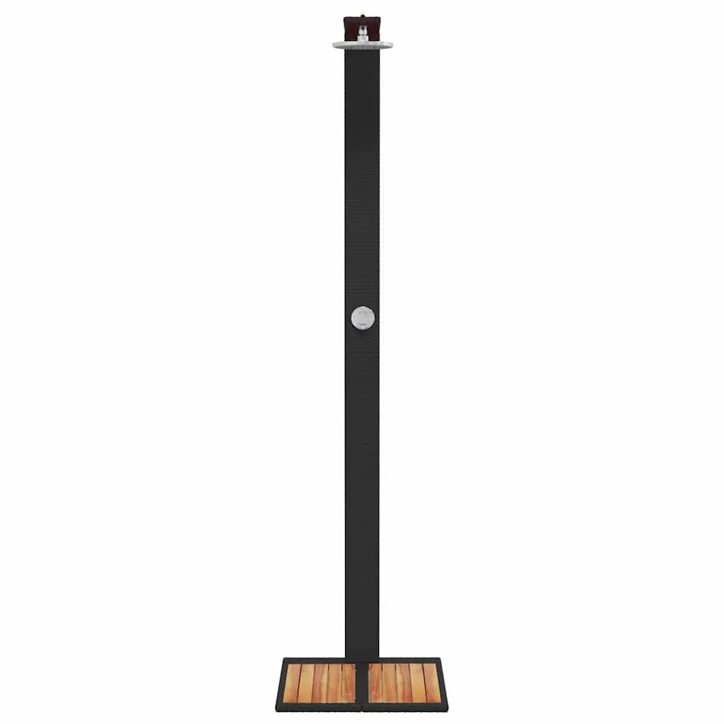 Gartendusche Schwarz 50x55x224 cm Poly Rattan und Akazienholz