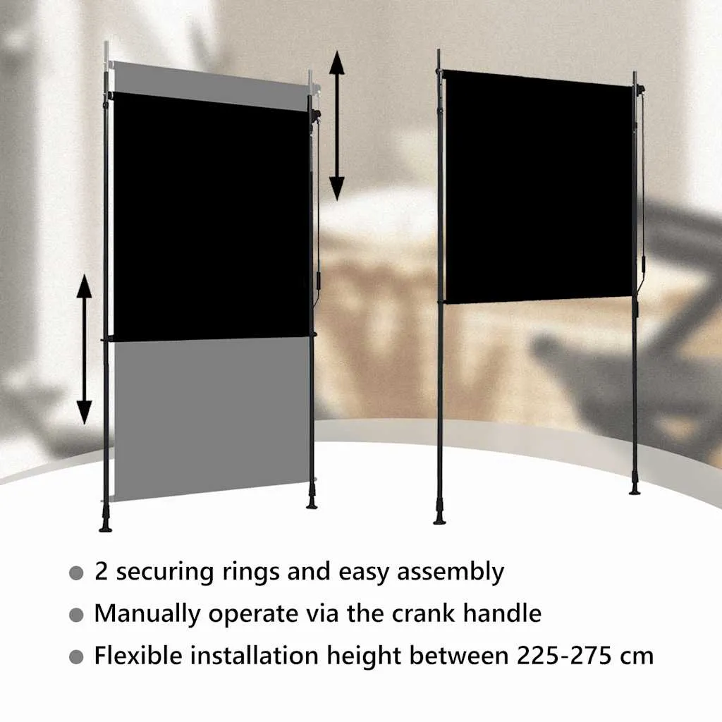 Außenrollo Handkurbel 120x270 cm Anthrazit mit höhenverstellbaren Pfosten