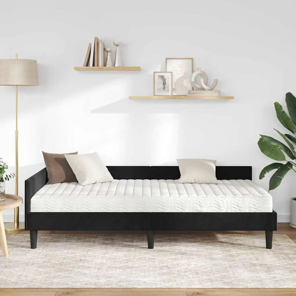 Eckbettgestell mit Matratze 204 x 94 x 57 cm Schwarz