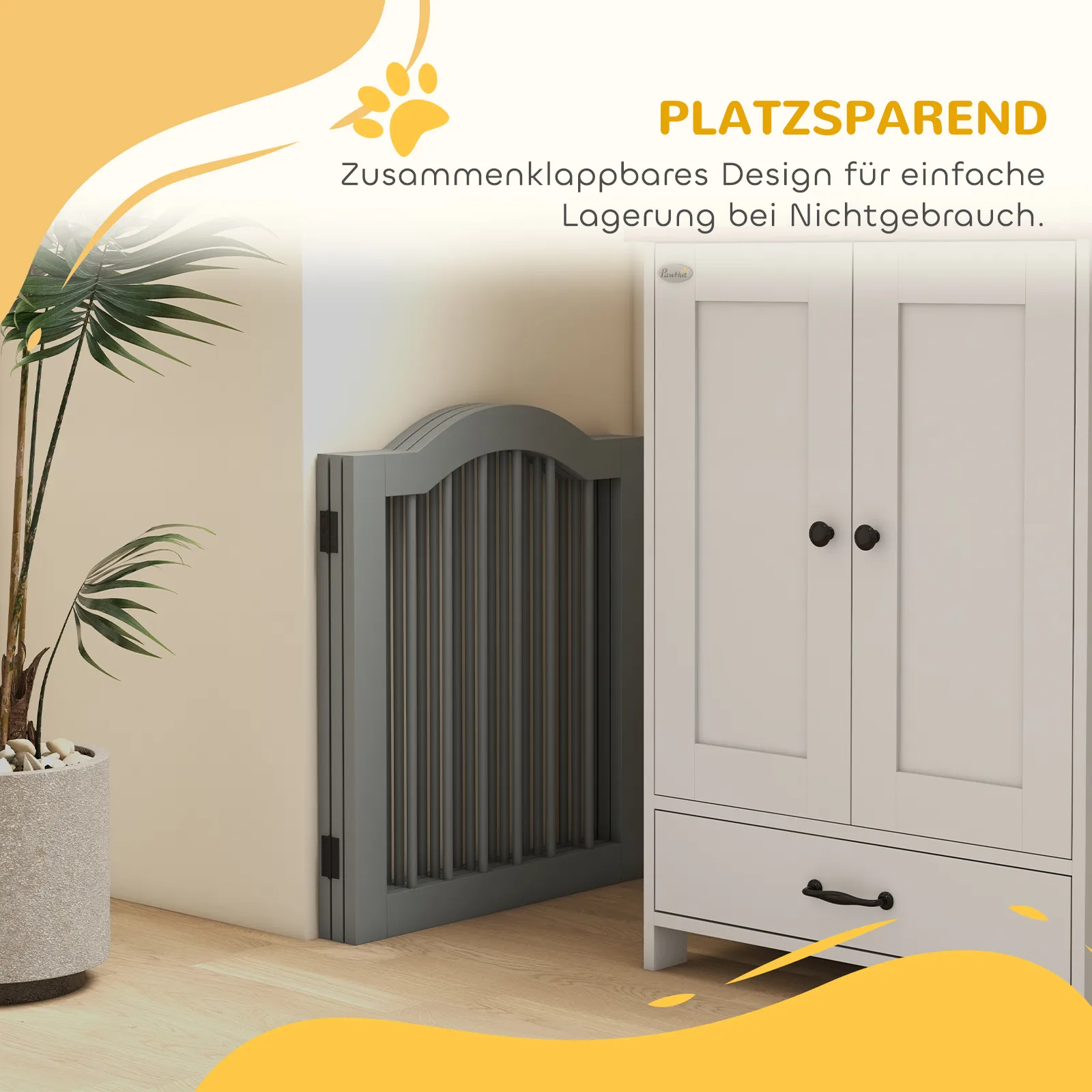 Hunde-Absperrgitter 154,5L x 29,5B x 61H cm in Hellgrau