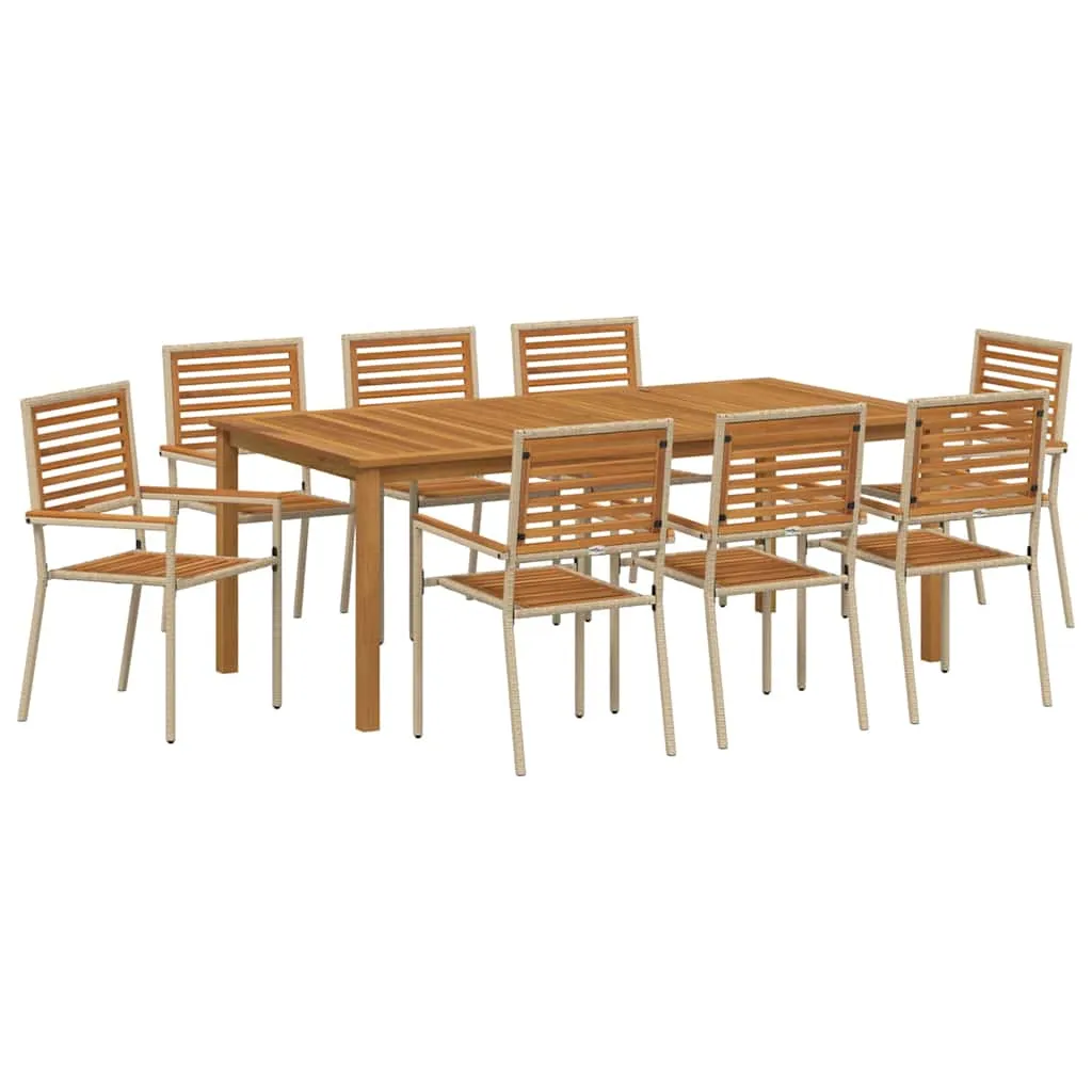 Modernes Garten-Dining-Set Echtholz 85x85x74 cm Beige