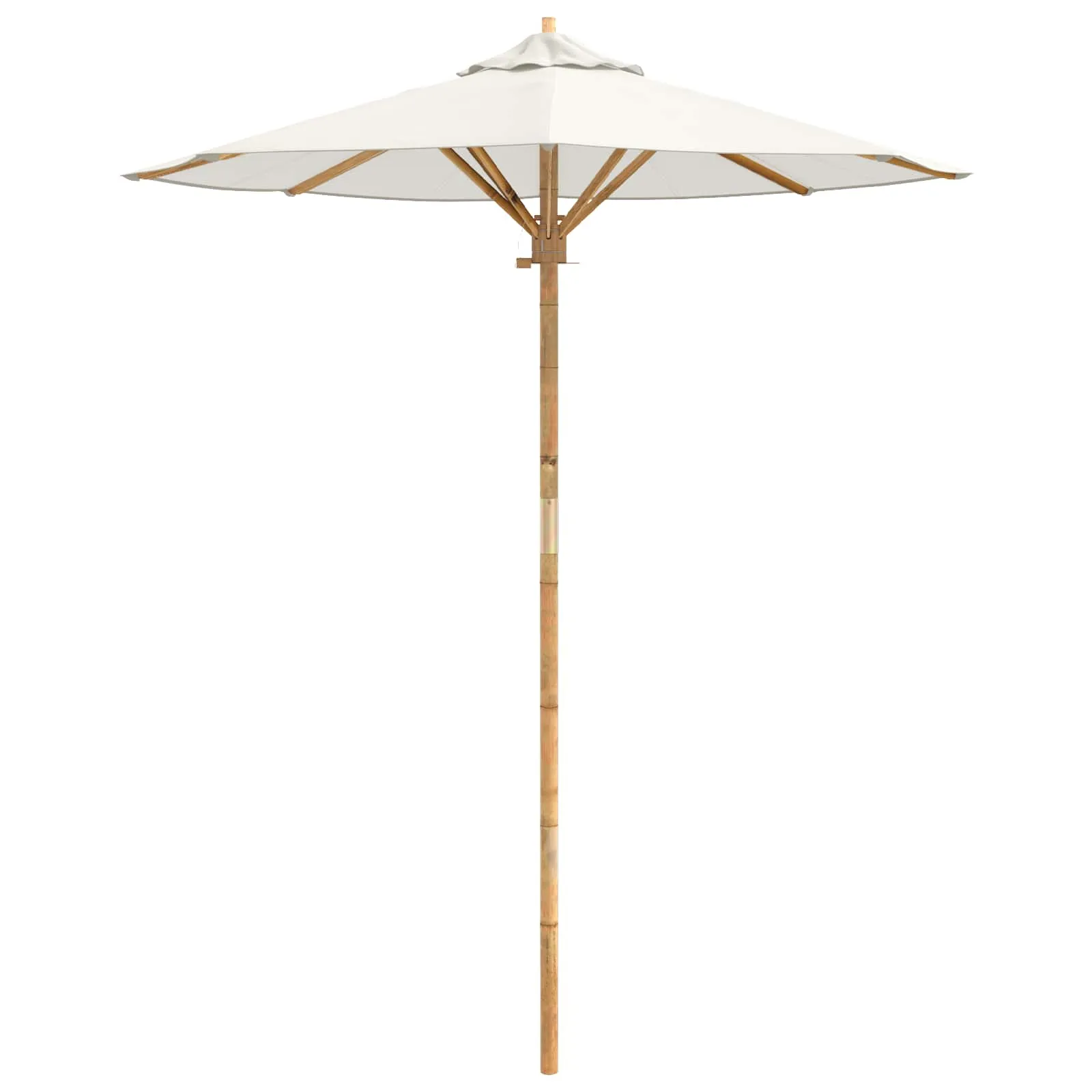 Garten-Sonnenschirm Cremeweiß Ø 180 x 230 cm Bambus