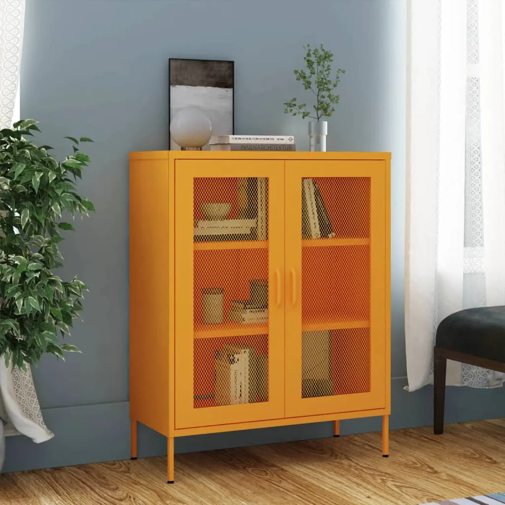 Beistellschrank Stahl Senfgelb 80 x 35 x 101,5 cm