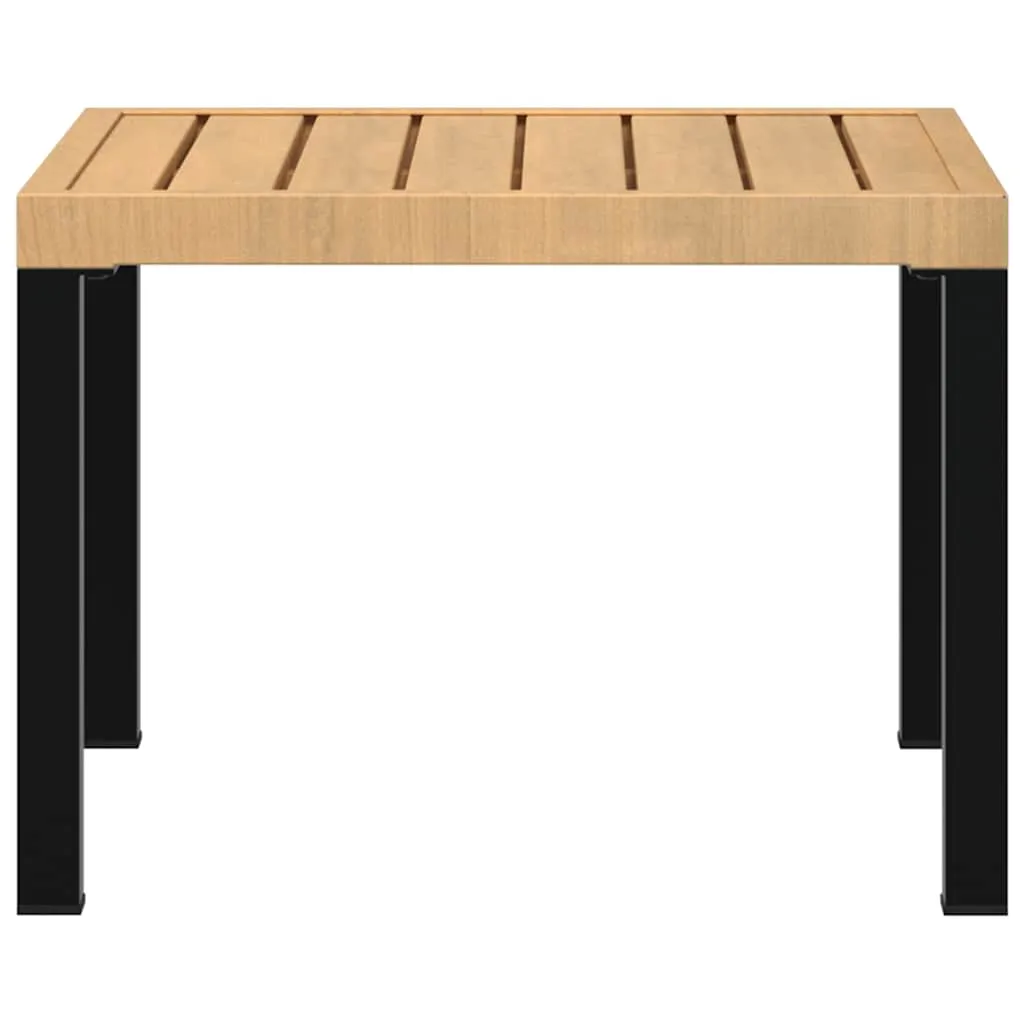 Garten-Couchtisch 55x55x39,5 cm Schwarz und Braun mit pulverbeschichtetem Stahlgestell