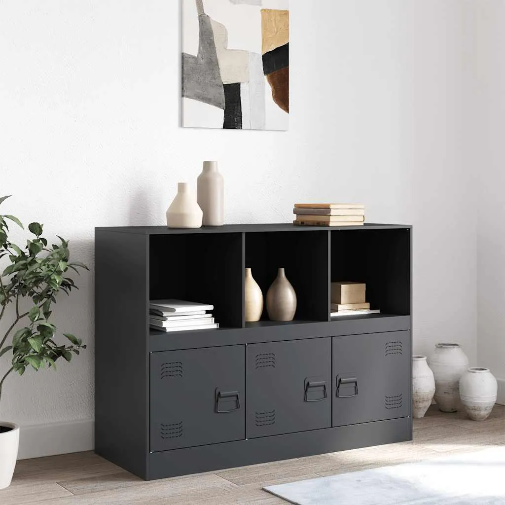 Sideboard Anthrazit 99 x 39 x 73 cm aus kaltgewalztem Stahl
