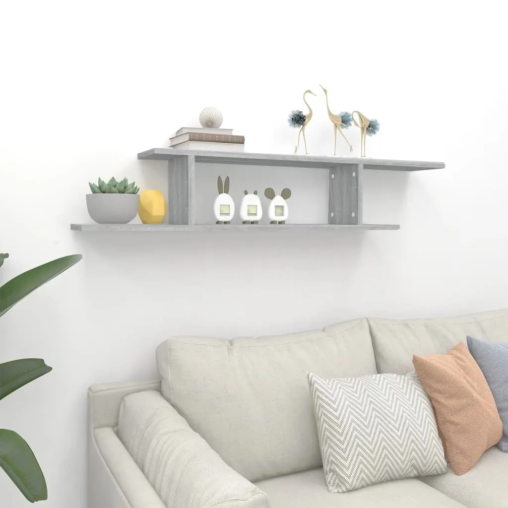 TV-Wandregal Holzwerkstoff 125x18x23 cm Grau Sonoma