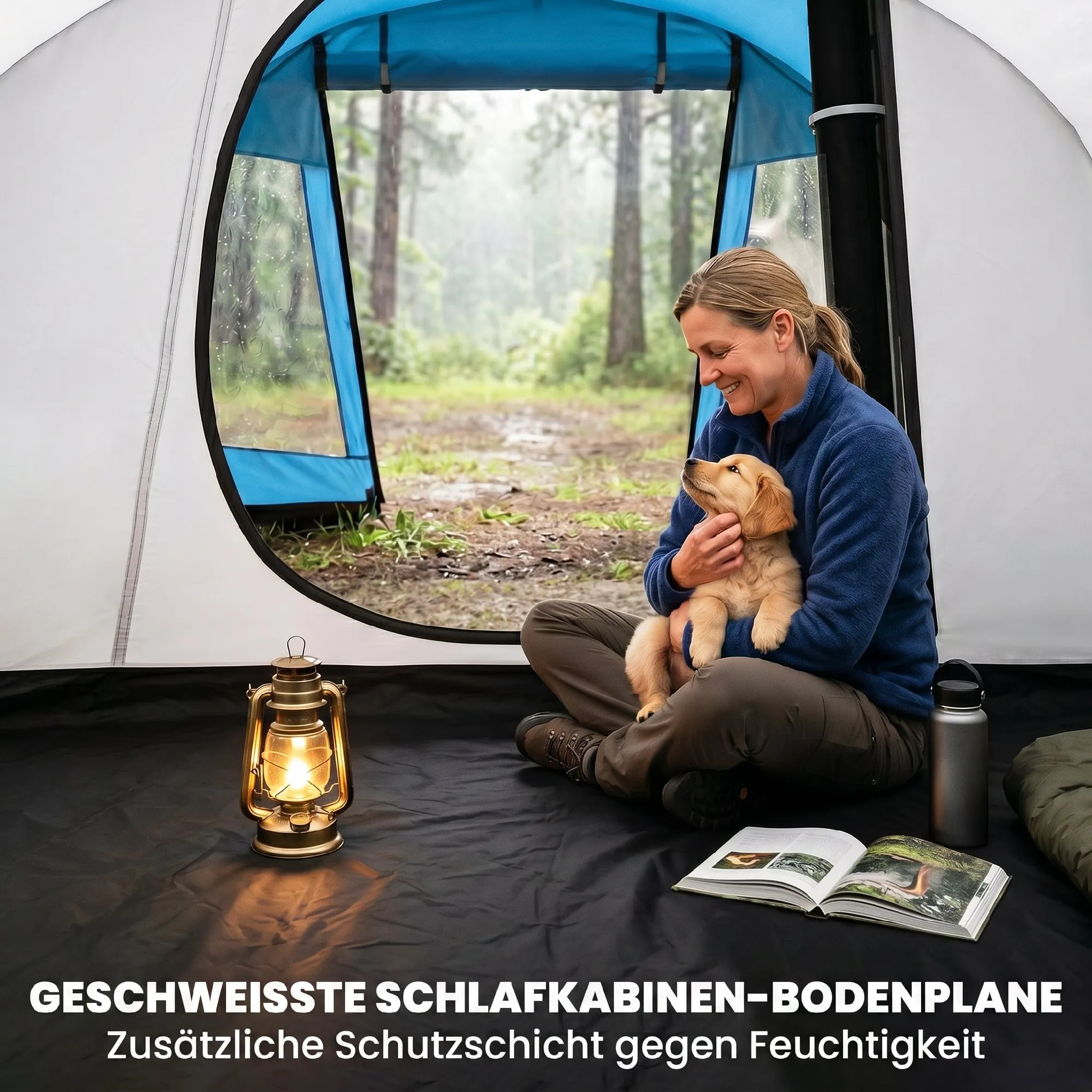 Familienzelt 3-4 Personen 475x264x172 cm Blau