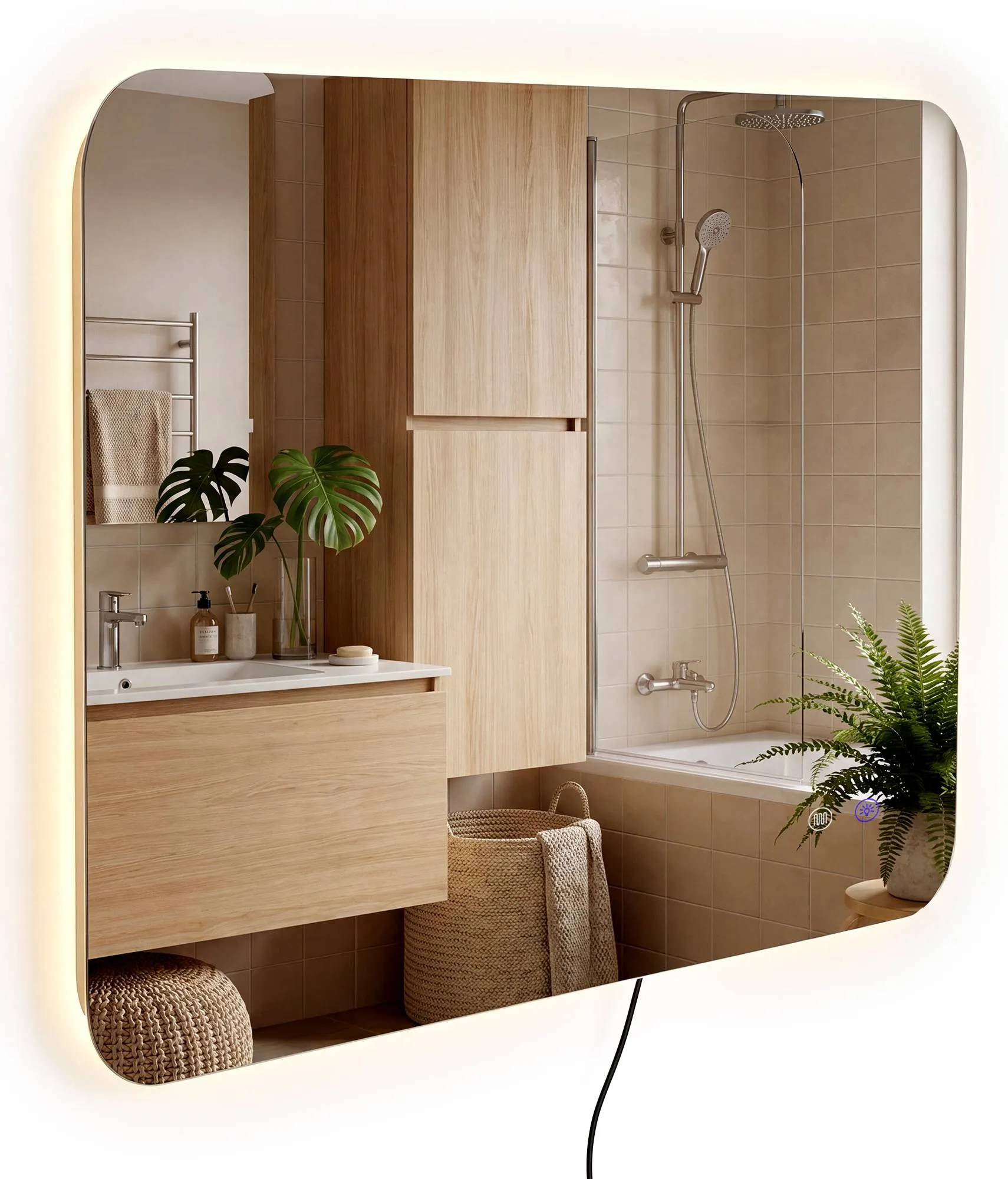 Badspiegel Palmiro LED 100x60 cm Klarglas