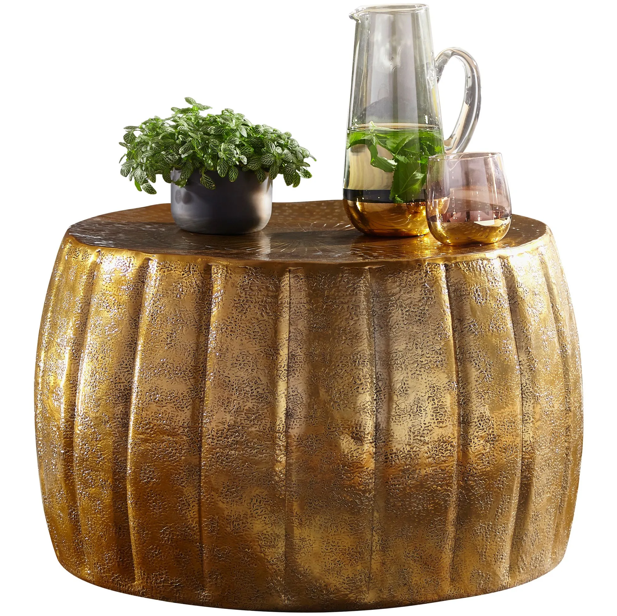 Wohnling Couchtisch 60x36x60 cm Aluminium Gold Beistelltisch orientalisch rund Wohnling Couchtisch 60x36x60 cm Aluminium Gold Beistelltisch orientalisch rund