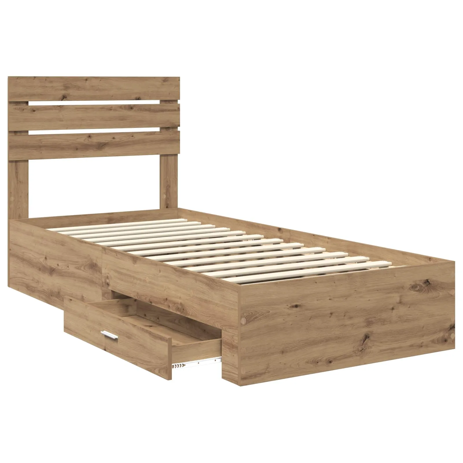 Bettgestell mit Schubladen und Kopfteil Massivholz 90-100 cm