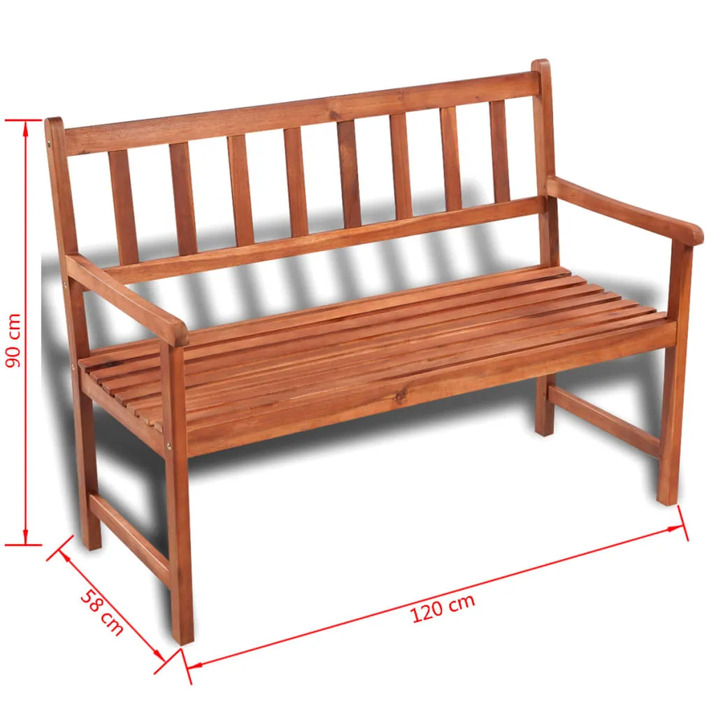 Klassische Gartenbank aus Echtholz mit heller Öl-Beschichtung 120x50-58x90 cm