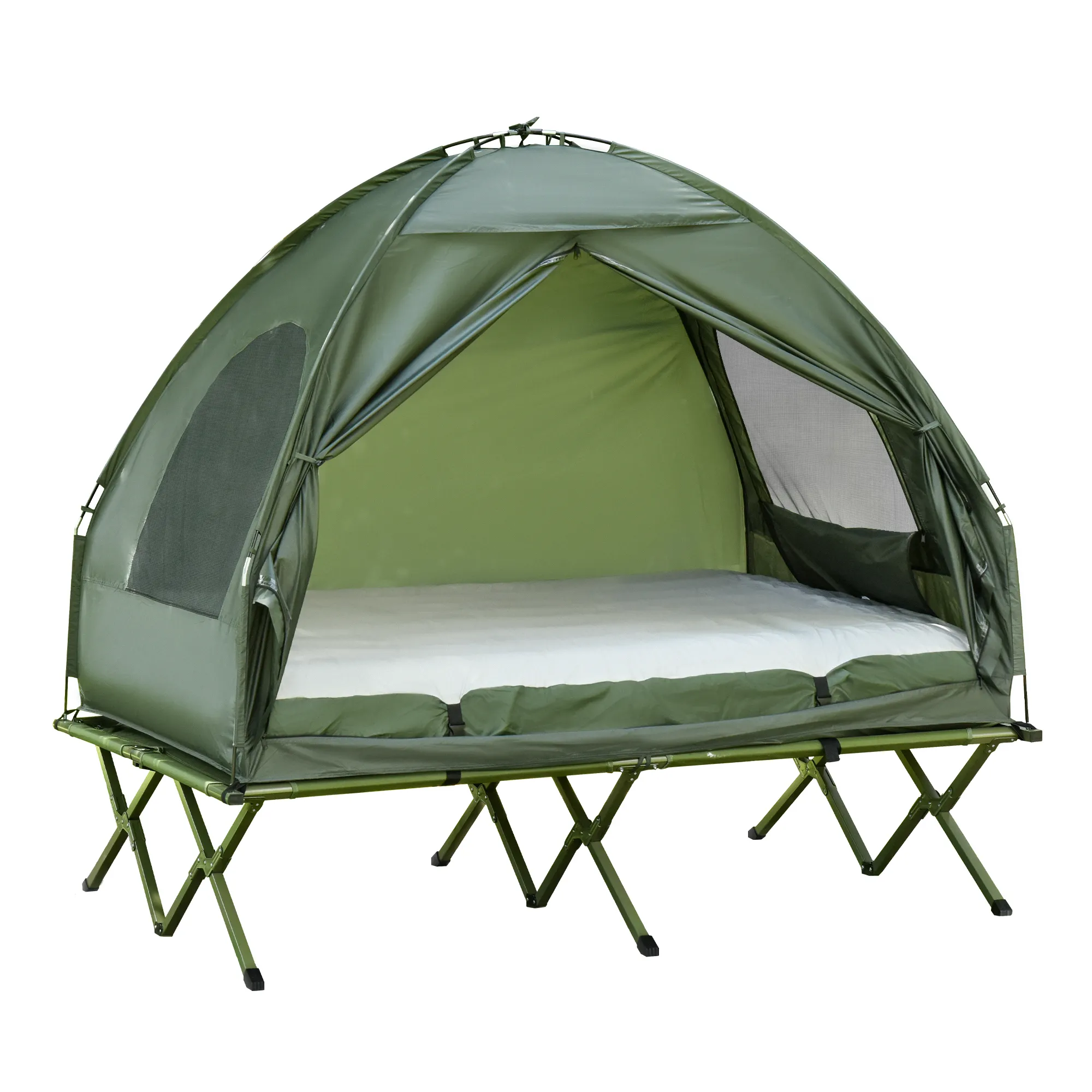 Feldbett Zelt Set Doppel 193x145x180 cm Grün