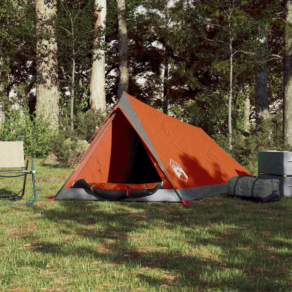 Campingzelt 200x120x88/62 cm Grau und Orange für 2 Personen