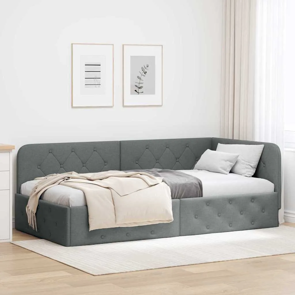 Eckbettgestell 204 x 94 x 72 cm Dunkelgrau