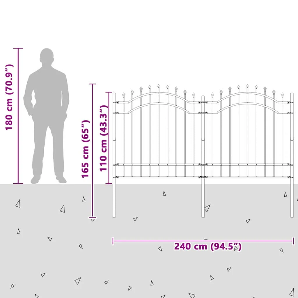 Moderner weißer Gartenzaun 240 x 165 cm aus pulverbeschichtetem Stahl