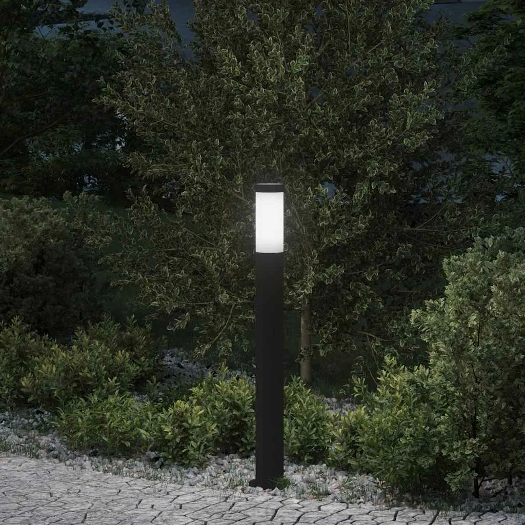 Schwarze Edelstahl Pollerleuchte 11x80 cm mit IP44 Schutzart