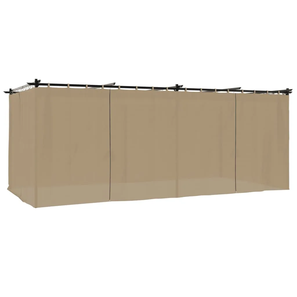 Gartenpavillon 596x295x221 cm Anthrazit mit Taupe Stoff und einziehbarem Dach