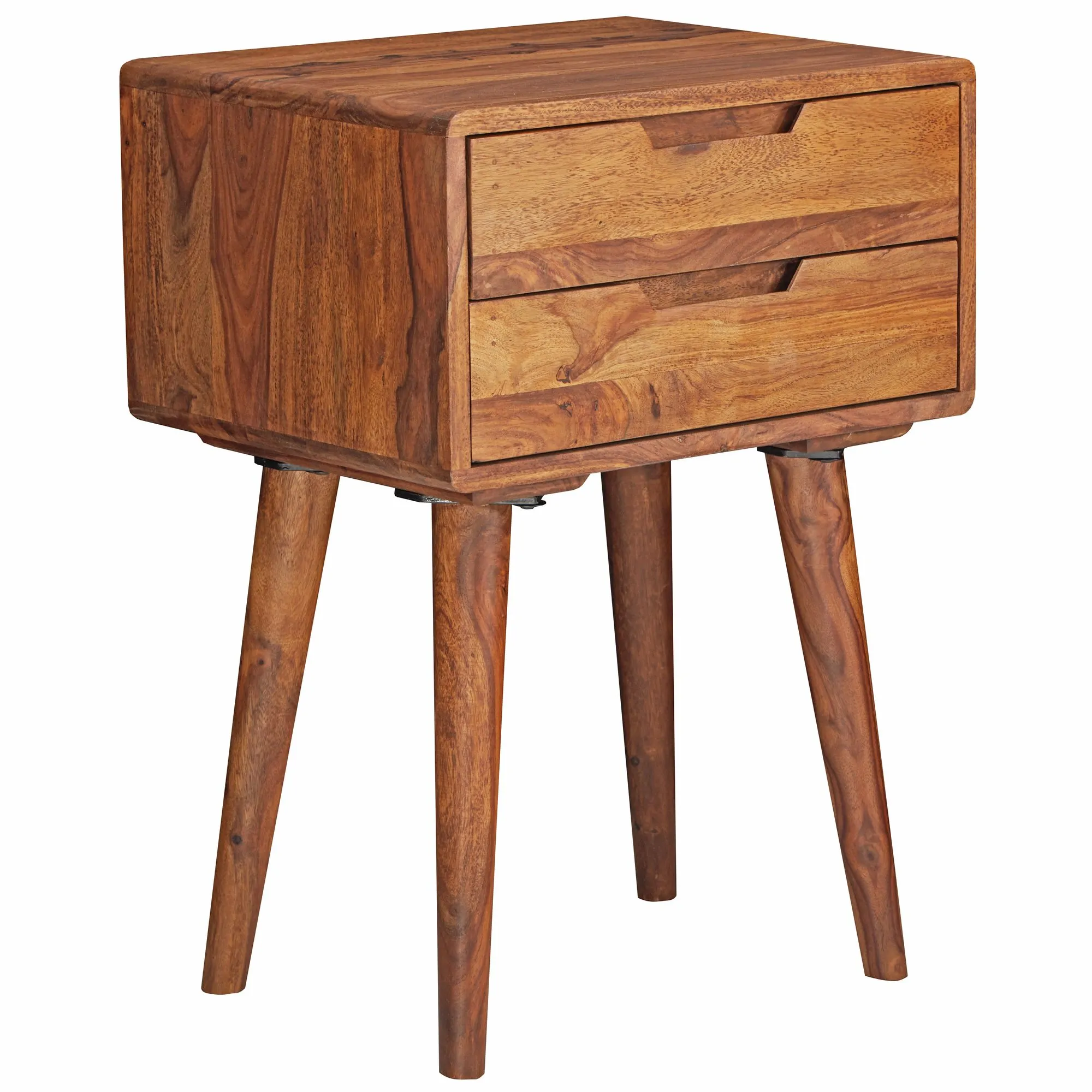 Wohnling Nachtkonsole 47 x 66 x 36 cm WL5.578 Sheesham Nachttisch Boxspringbett