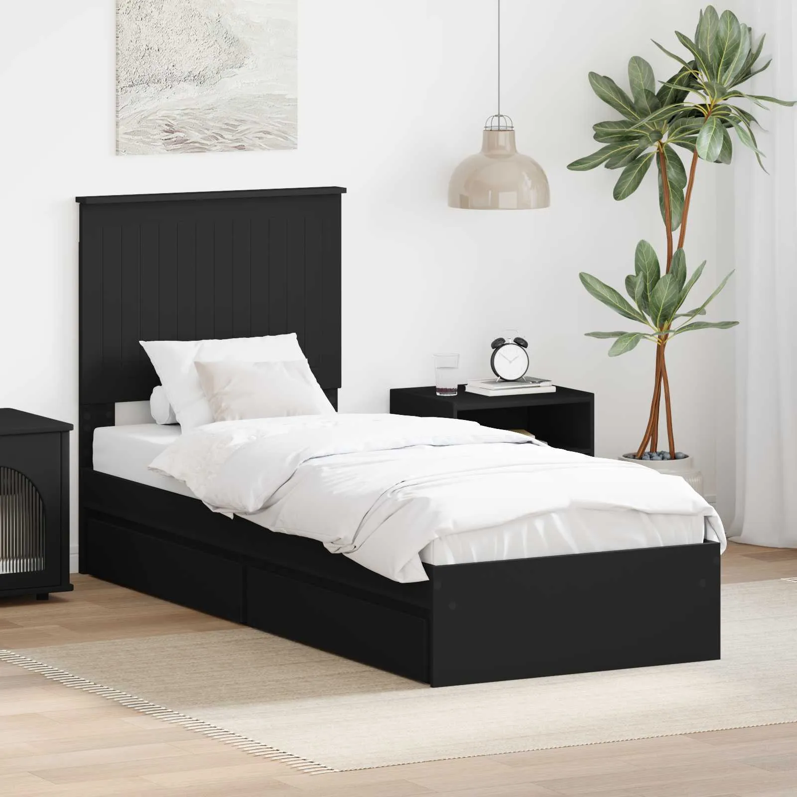 Aufbewahrungsbett 75 x 190 cm Schwarz