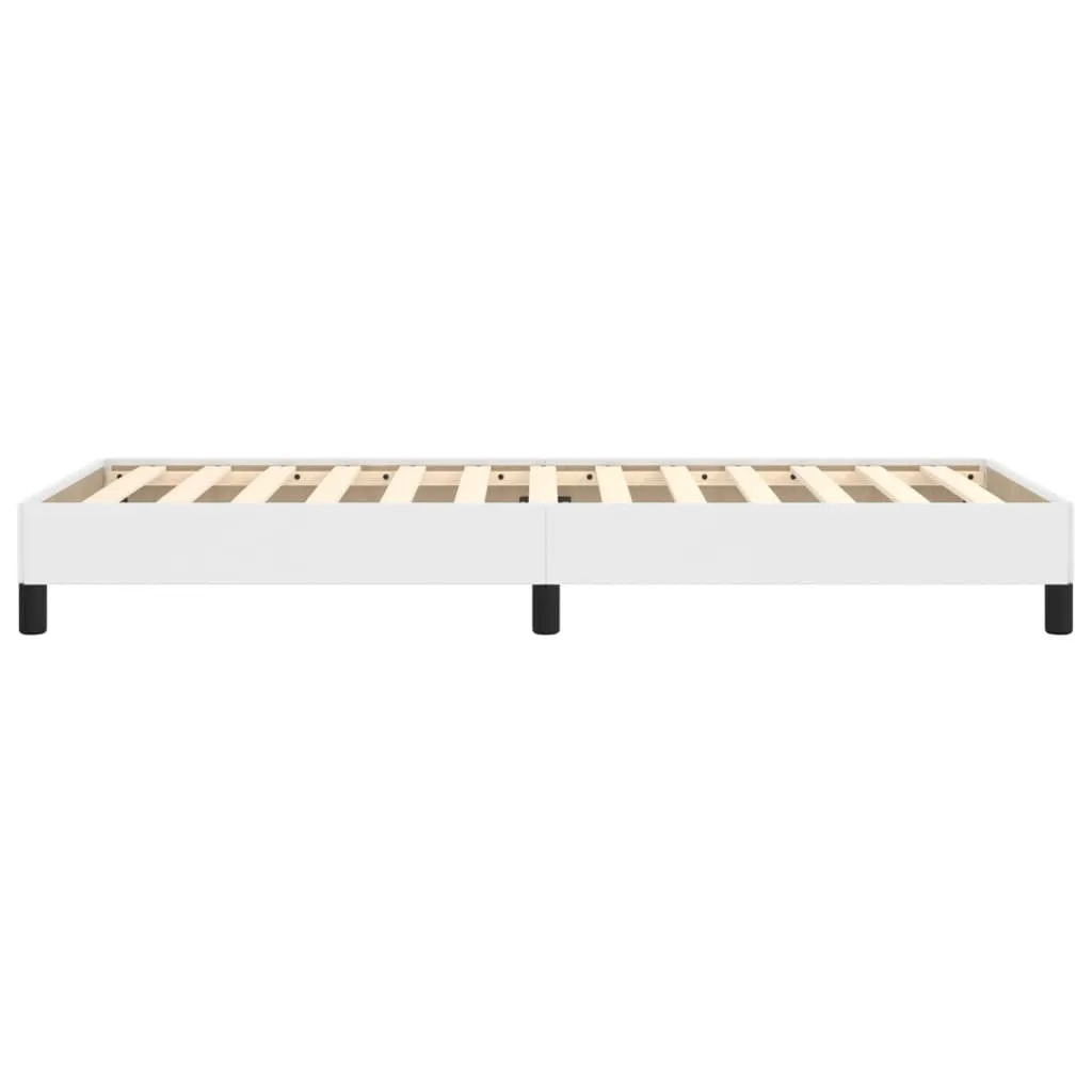 Weißes Kunstlederbett 203 x 83 x 25 cm mit Sperrholzlatten