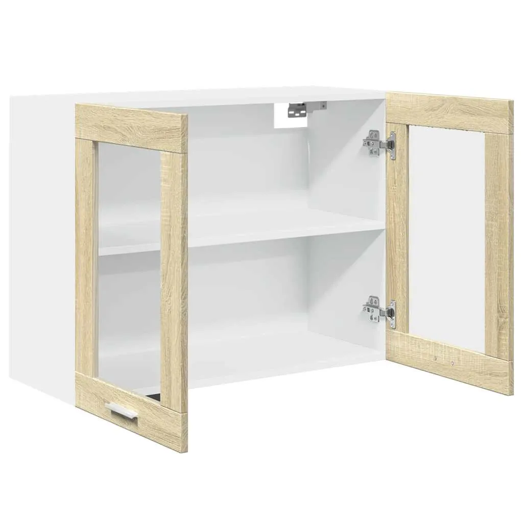 Hängeschrank Lyon mit Glastüren 80x31x60 cm Sonoma-Eiche