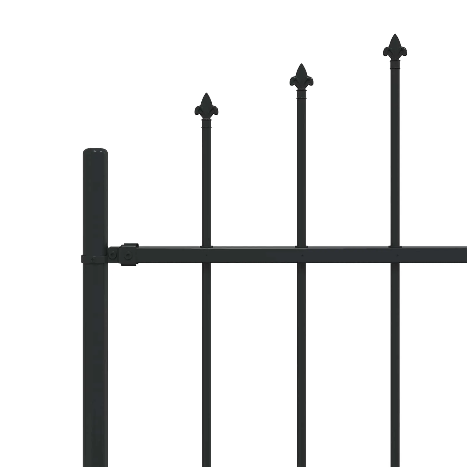 Moderner Spike Zaun 200 x 200 cm Schwarz aus pulverbeschichtetem Stahl