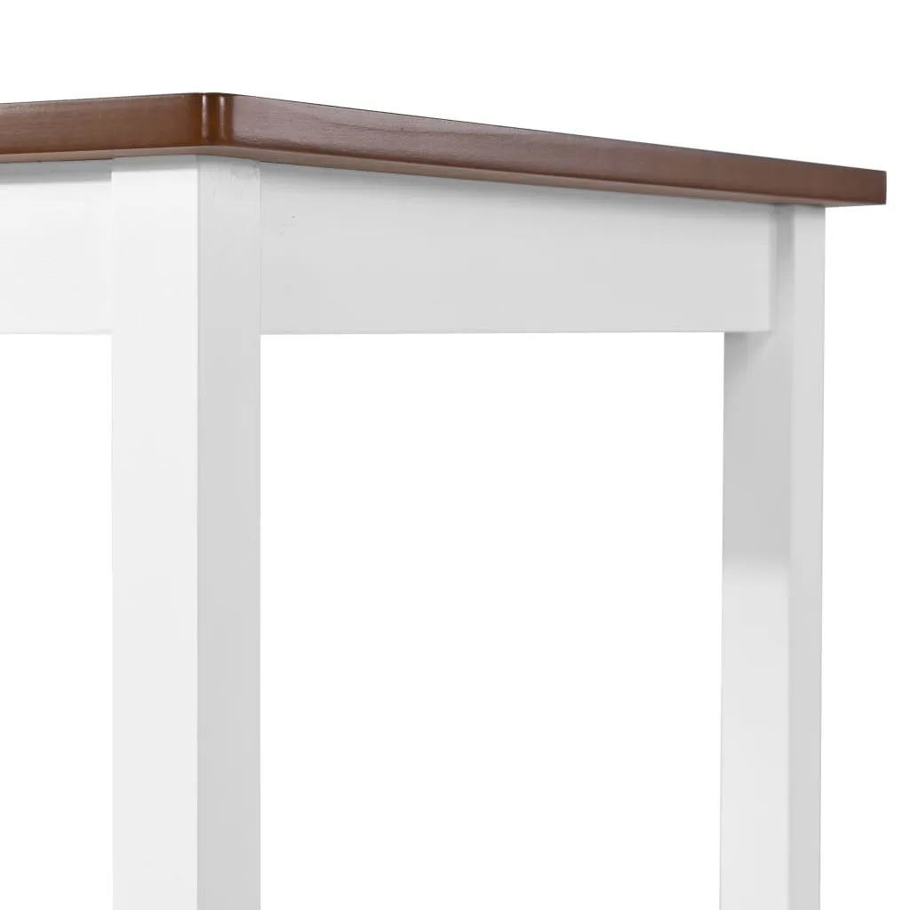 Stehtisch 108x60x91 cm Braun und Weiß mit MDF Tischplatte und Massivholz Beinen