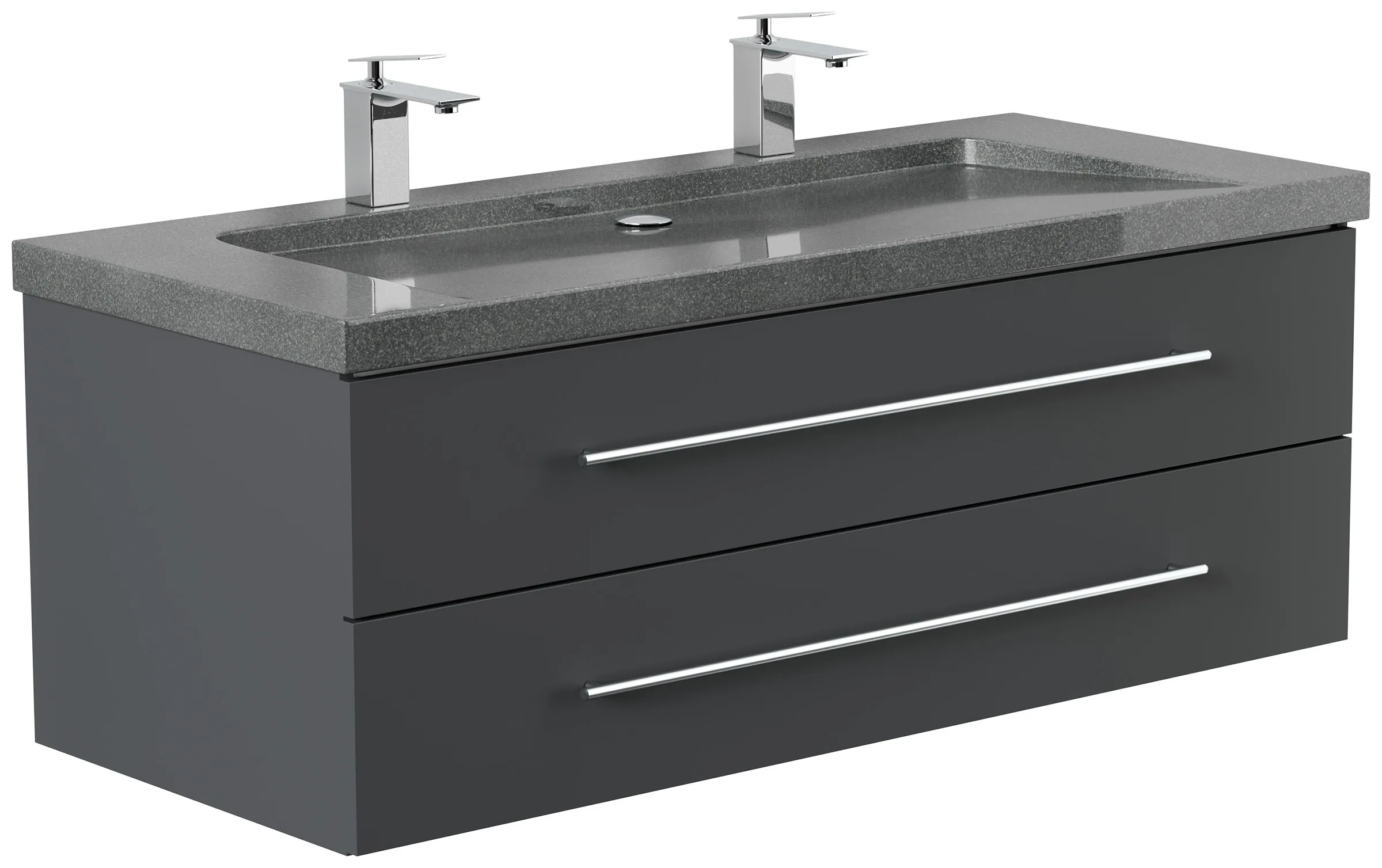 Badmöbel Granit G654 YAMO 130 cm 2 Hahnlöcher SoftClose grafit