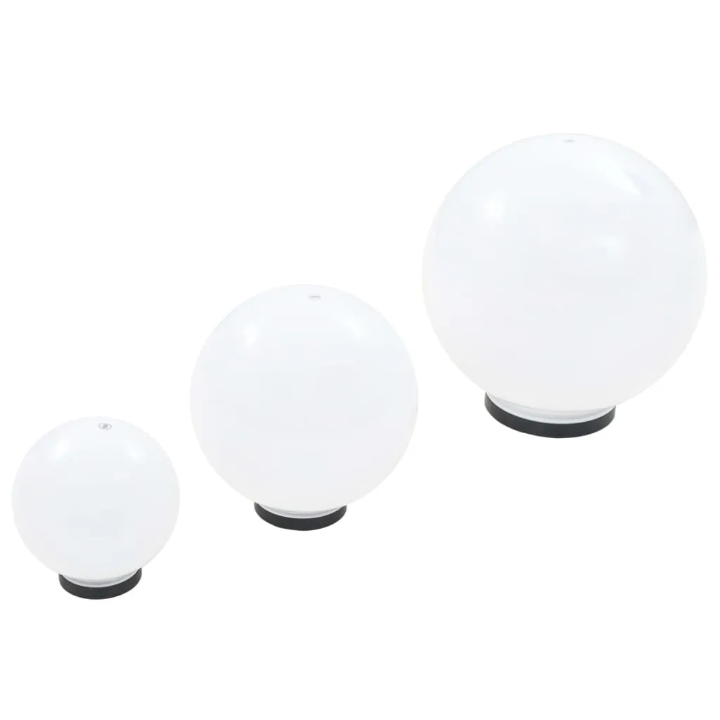 6er Set weiße LED-Kugellampen 20/30/40 cm mit E27-Fassung