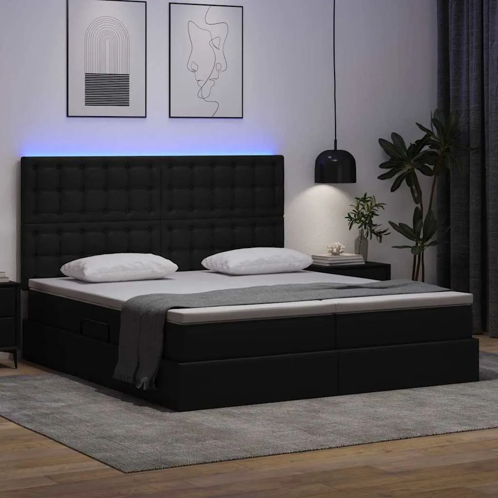 Bett mit Stauraum 180 x 200 cm Schwarz