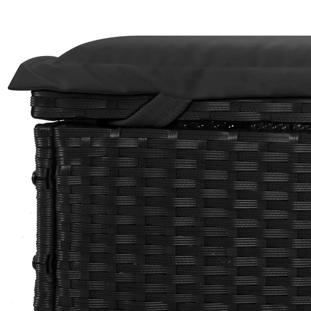 Sonnenliege mit Dach 211x57x140 cm Schwarz aus PE-Rattan und Stahl
