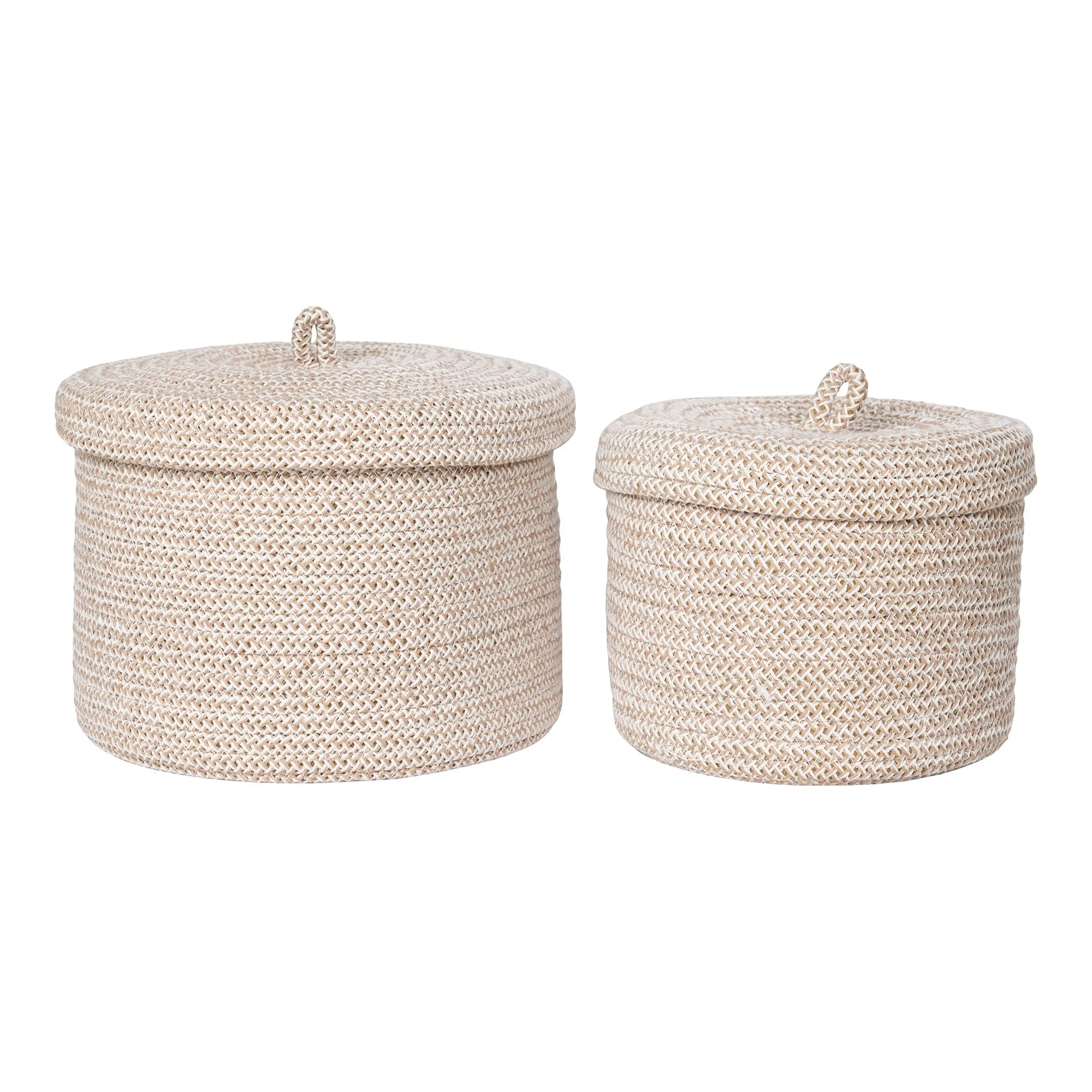 tinkaro Sebal Körbe Set aus 2 Baumwolle Beige