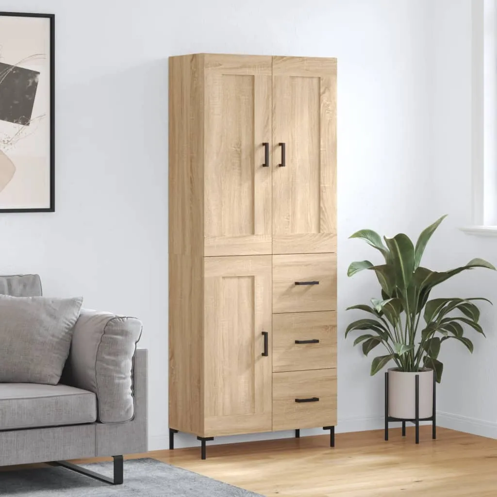 Highboard Sonoma-Eiche 69,5 x 34 x 180 cm aus Holzwerkstoff und Metall