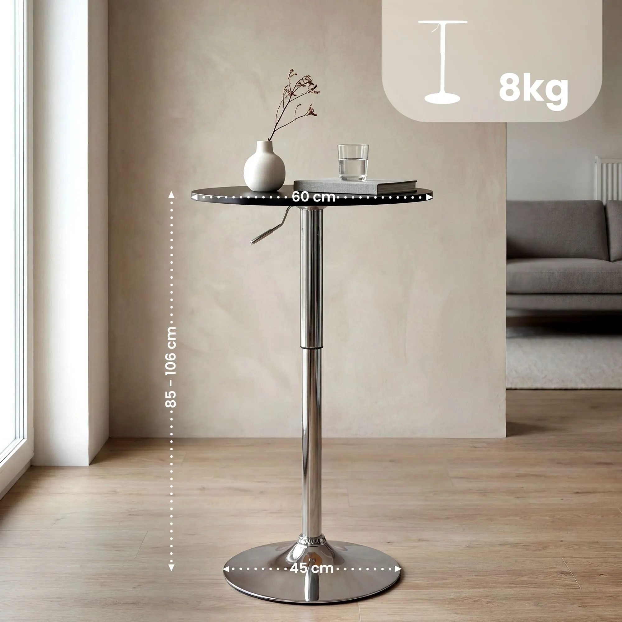 Stehtisch Lamoni 60x60x85 cm schwarz Massivholz