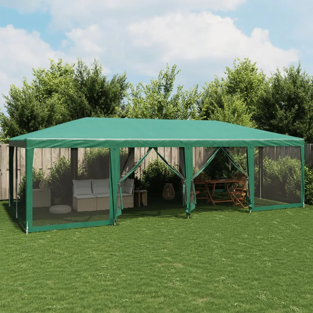 Grünes Partyzelt 800x400x268 cm mit robustem Eisengestell und Mesh-Seitenteilen