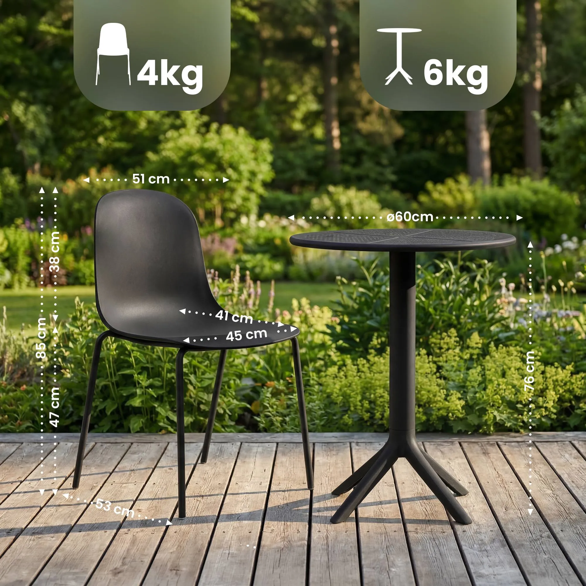 Gartenmöbel-Set Torin 162x85x60 cm schwarz