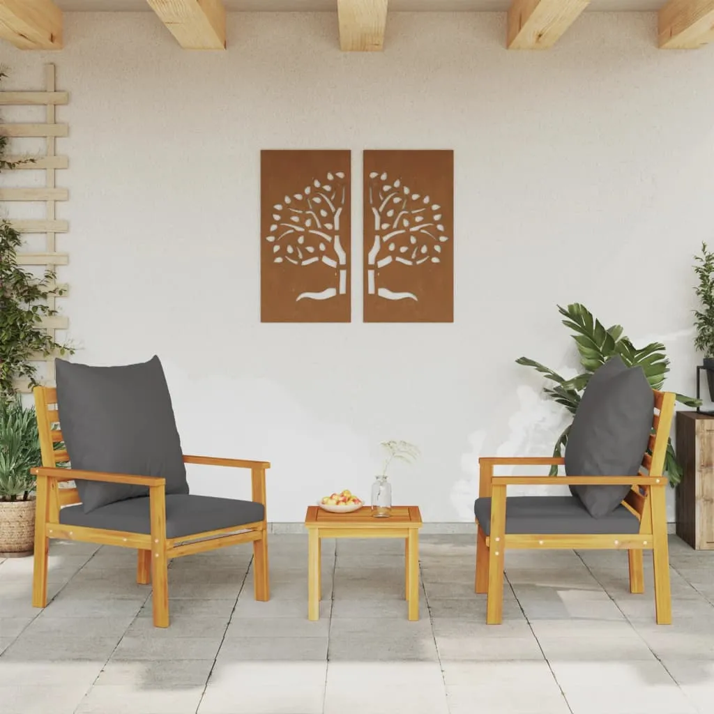 Outdoor-Sessel aus Echtholz mit Kissen, 68x65x81 cm, Dunkelgrau